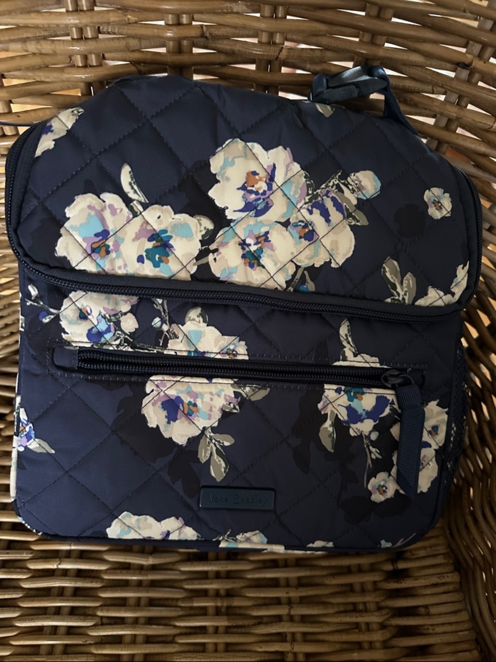 Vera Bradley Navy Quilted Floral lunch bag